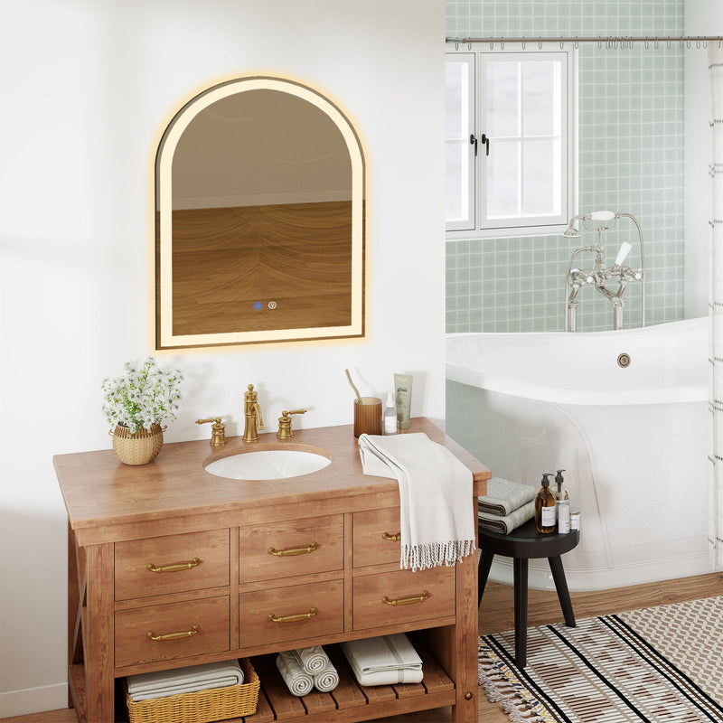 32" Arch Frameless Accent Mirror - White