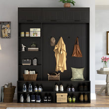 Load image into Gallery viewer, Farmhouse Hall Tree &amp; Bench And Shoe Storage
