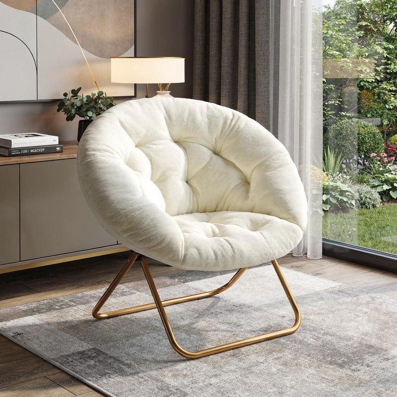 Tufted Lounge Chair - Brown / Beige