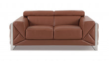 Load image into Gallery viewer, Italian Leather Loveseat - Camel / Silver
