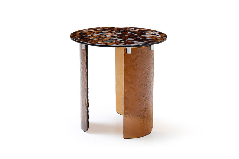 Glass Round End Table - Bronze