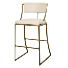 Load image into Gallery viewer, Steel Low Back Bar Height Bar Chair - Beige And Antiqued Brass
