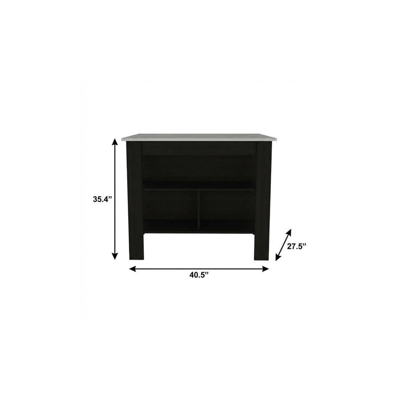 41" Kitchen Island With Storage - Ivory / Black
