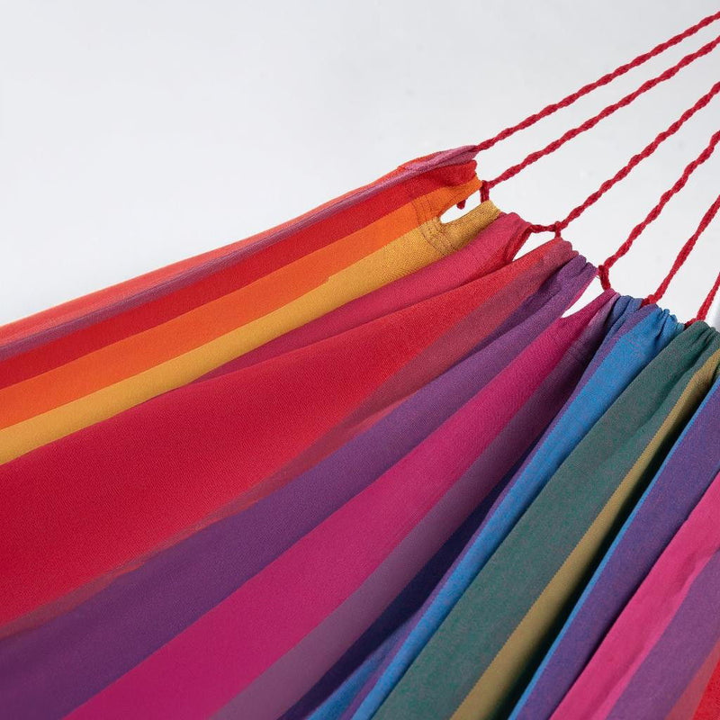 Striped Single Spreader Bar Hammock - Pink Lavender Red And Yellow
