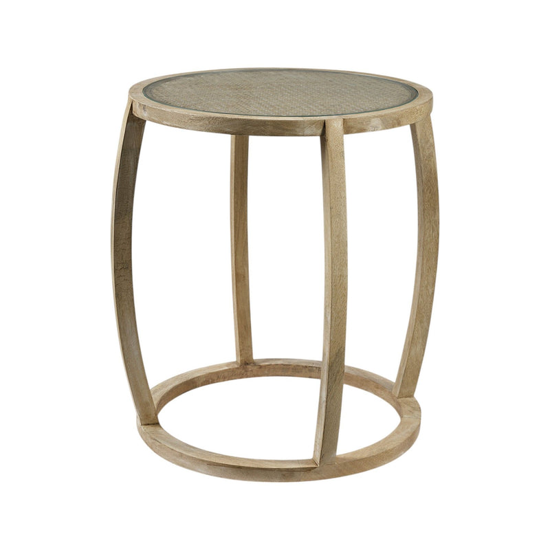 26" Clear Glass Round End Table - Natural