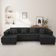 Load image into Gallery viewer, U-Shaped Sectional Sofa With RGB LED Light Strip And 6 Pillows

