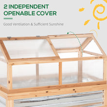 Load image into Gallery viewer, Outsunny - Raised Garden Bed With Polycarbonate Greenhouse, Wooden Garden Cold Frame Greenhouse, Flower Planter Protection, 48" x 24" x 32" - Natural
