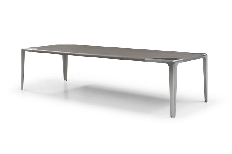 Wood Stainless Steel Dining Table - Gray / Nickel