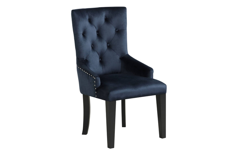 Tufted Upholstered Velvet Dining Parsons Chair - Dark Blue