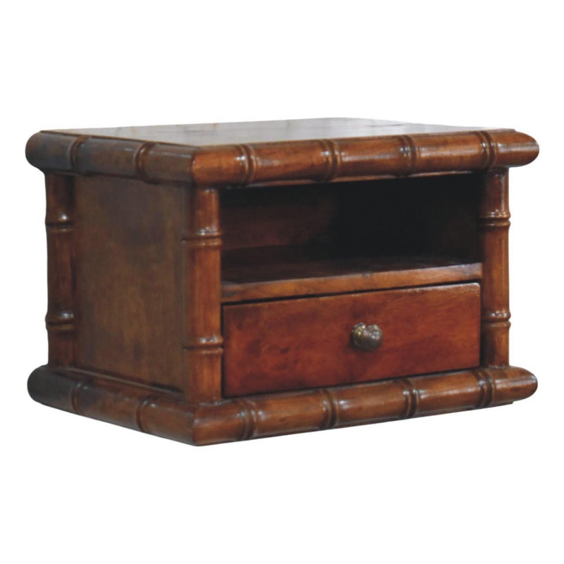 Solid Wood Spindle One Drawer Floating Nightstand - Chestnut