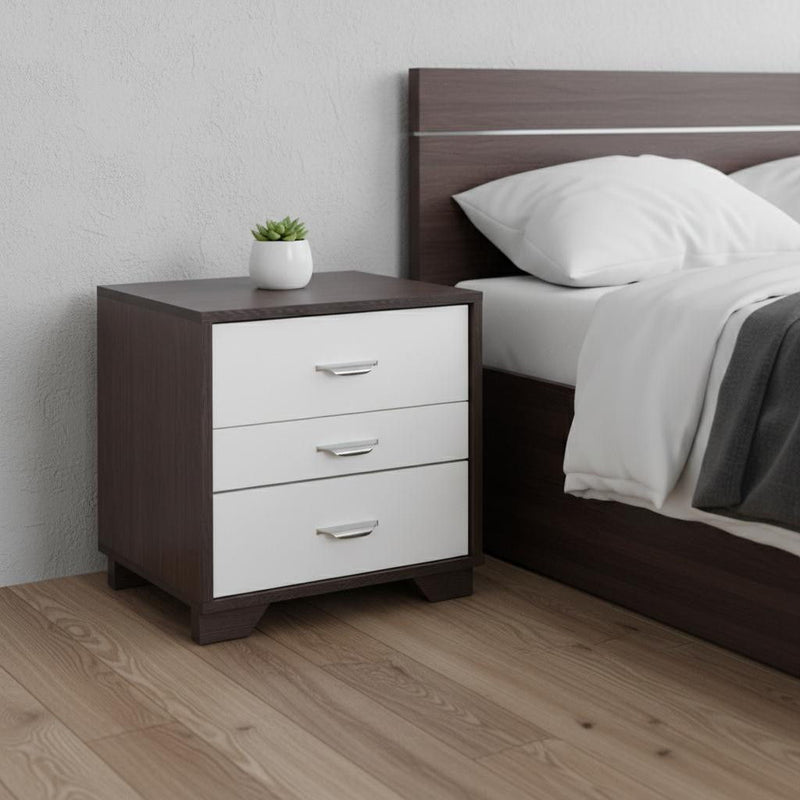 Rectangular Nightstand With Top - Dark Brown / White