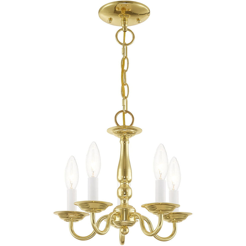 11" Five Light Dimmable Chandelier With Shades - Brass