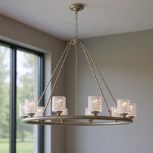 Load image into Gallery viewer, Shaded Ten Light Metal Dimmable Chandelier With Shades - Silver
