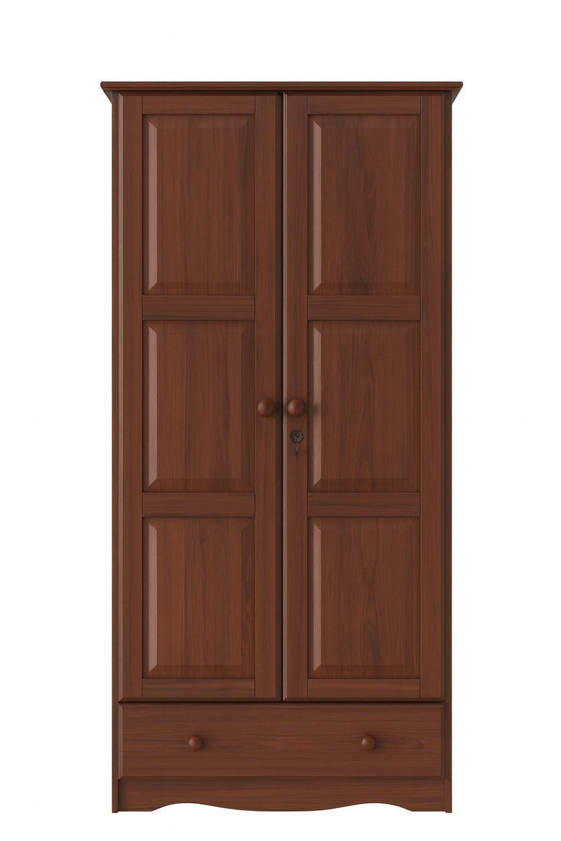 Solid Wood Two Door Single Drawer Combo Dresser (762939) - Coffee