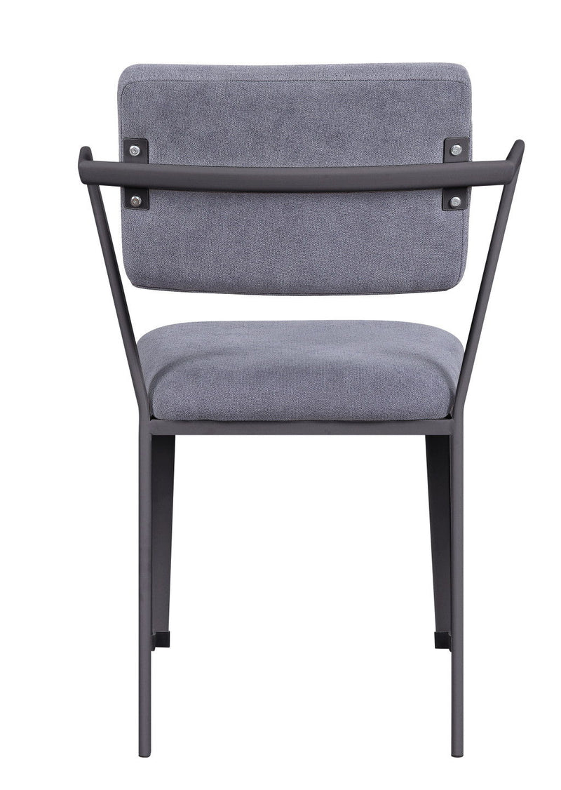 Gunmetal Upholstered Fabric Open Back Dining Side Chairs (Set of 2) - Gray