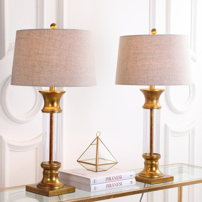 Novelty Table Lamps With Drum Shades (Set of 2) - Gold