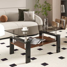 Load image into Gallery viewer, Modern Rectangular Coffee Table With Tempered Transparent Glass Top And Storage Shelf
