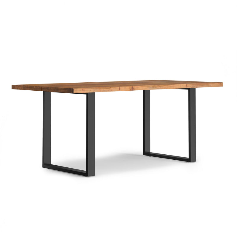 Wood Iron Frame Base Dining Table - Natural / Black