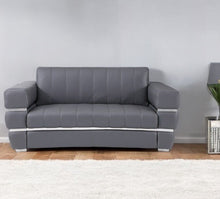 Load image into Gallery viewer, Italian Leather, Loveseat - Gray / Silver
