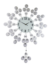Load image into Gallery viewer, Silent Pendulum Starburst Wall Clock - Silver / White
