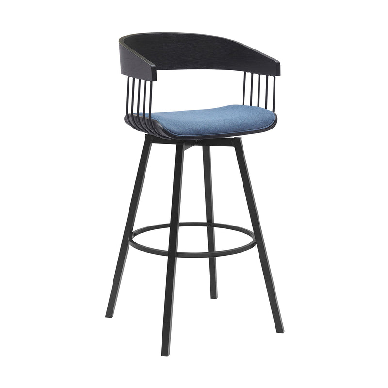 Fabric With Metal Swivel Bar Height Bar Chair - Blue And Black