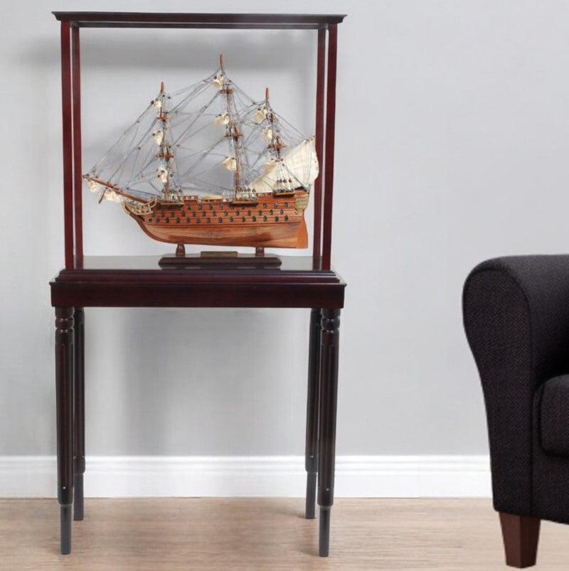 HMS Victory Hand Painted Boat With Case - Brown