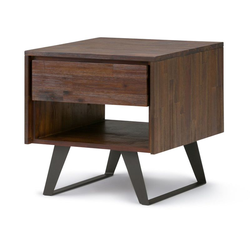 Metal Square End Table - Brown