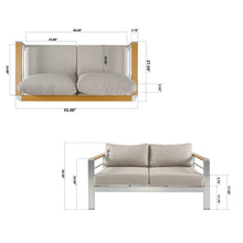 Load image into Gallery viewer, Cora - Outdoor Patio Aluminum 4 Pieces Chat Set - Beige / Natural / Silver
