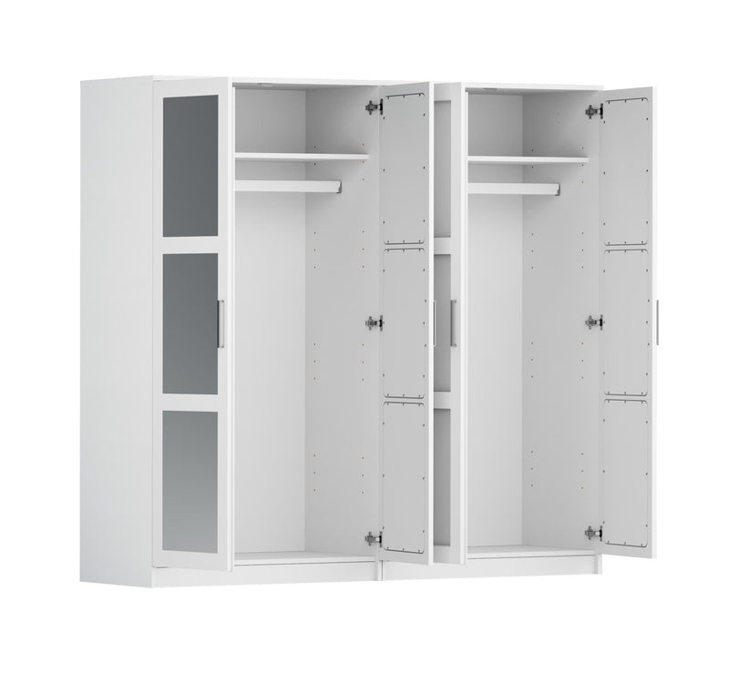 Solid Wood Mirrored Four Door Combo Dresser (765111) - White