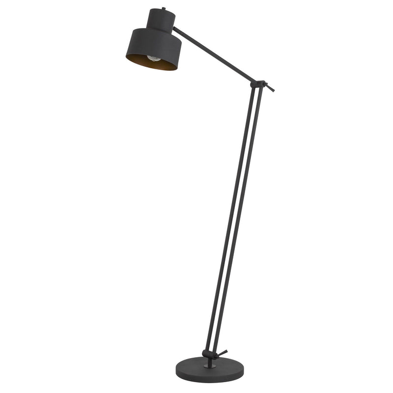 Adjustable Traditional Shaped Floor Lamp With Black Dome Shade - Black