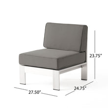 Load image into Gallery viewer, Outdoor Aluminum Armless Chair With Cushion - Silver
