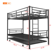 Load image into Gallery viewer, Bunk Bed Twin over Twin with Trundle Black,CPC Certified,No Box Spring Needed,Heavy Duty,Easy to assemble
