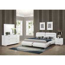 Load image into Gallery viewer, Escalon - 4 Piece Bedroom Set With Paneled Headboard Accents Upholstered - Glossy White
