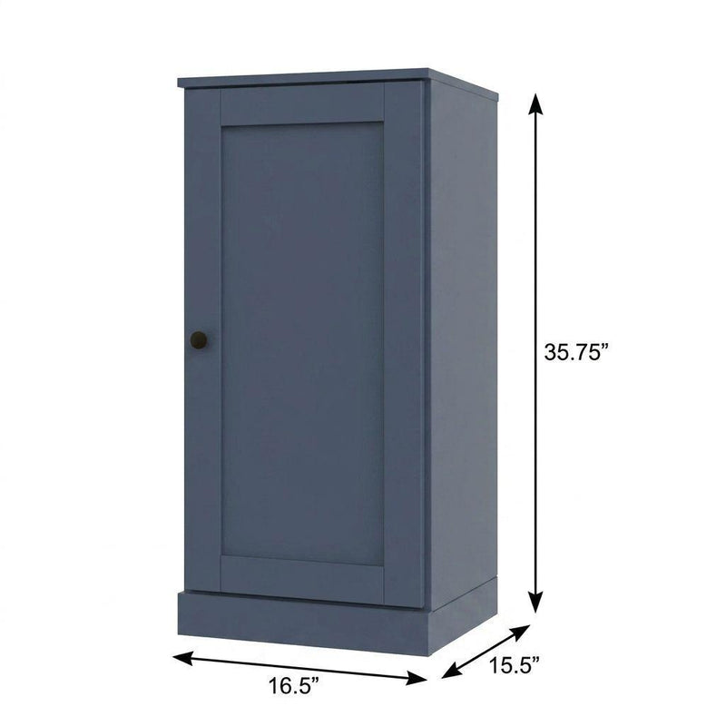 Solid Wood Adjustable Three Tier Library Bookcase With One Door (751329) - French Blue