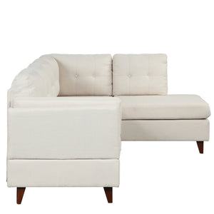 97.2" Modern Linen Fabric Sofa, L-Shape Couch with Chaise Lounge,Sectional Sofa with one Lumbar Pad,Beige