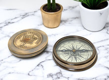 Load image into Gallery viewer, Makers To The Queen Compass With Leather Case - Brass
