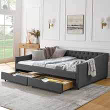 Load image into Gallery viewer, Upholstered Tufted Daybed With 2 Drawers, Waved Arms
