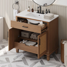 Load image into Gallery viewer, Bathroom Vanity With Ceramic Sink, Modern Free Standing Cabinet With Soft Close Drawers
