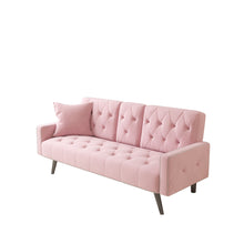 Load image into Gallery viewer, Sofa Bed With Nail Head Trim And Cup Holders - Pink
