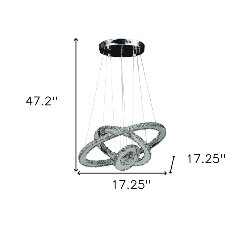 47" Metal And Crystals LED Dimmable Chandelier - Silver
