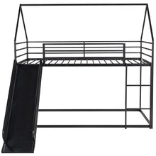 Load image into Gallery viewer, Twin over Twin House Bunk Bed with Ladder and Slide,Black
