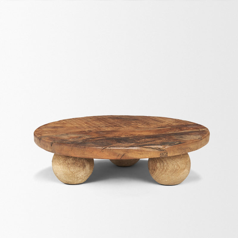 Reclaimed Wood Hand Finished Round Riser Tray (731283) - Brown