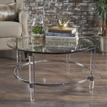 Load image into Gallery viewer, Tempered Glass Round Coffee Table With Four Legs - Clear
