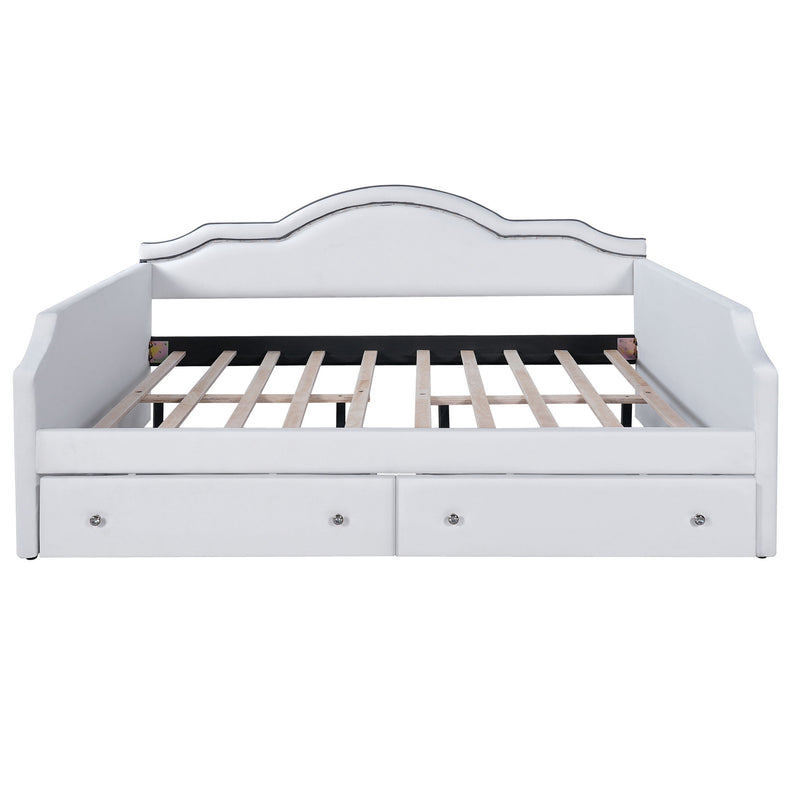 Upholstered Daybed With LED Lights And 2 Drawersme