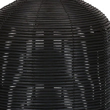 Load image into Gallery viewer, Rattan Round Table Lamp With Ivory Drum Shade - Black
