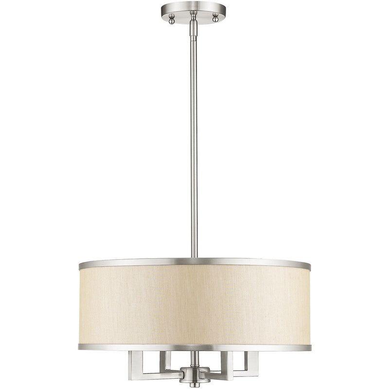 18" Four Light Dimmable Chandelier With Shades - Pearl Silver / Nickel