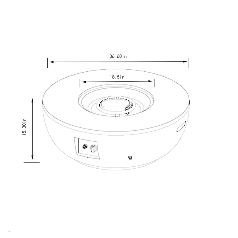 Propane Gas Fire Pit Table, 50000 Btu, Round With Tank Holder For Outside - Gray
