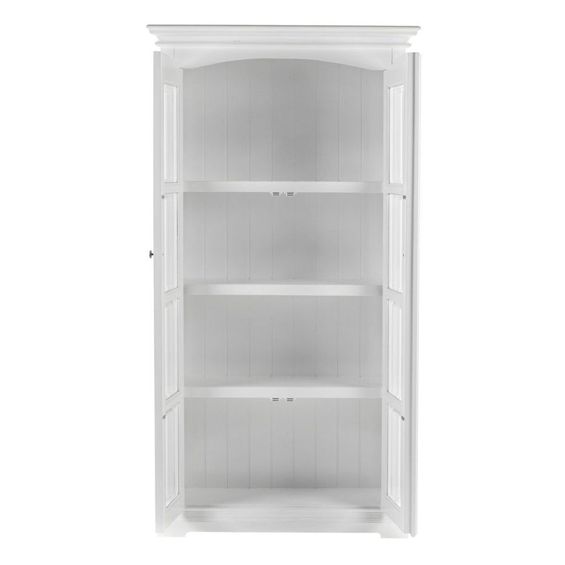 39" Solid Wood Frame Curio Cabinet With Glass Doors - Off White