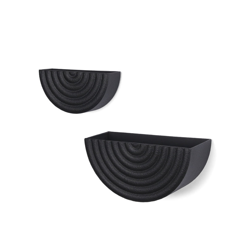 Geometric Half Moon Wall Planters (Set of 2) - Black