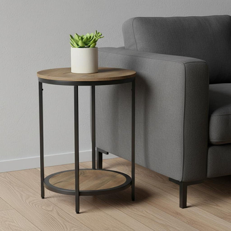 Granite Metal Round End Table - Gray